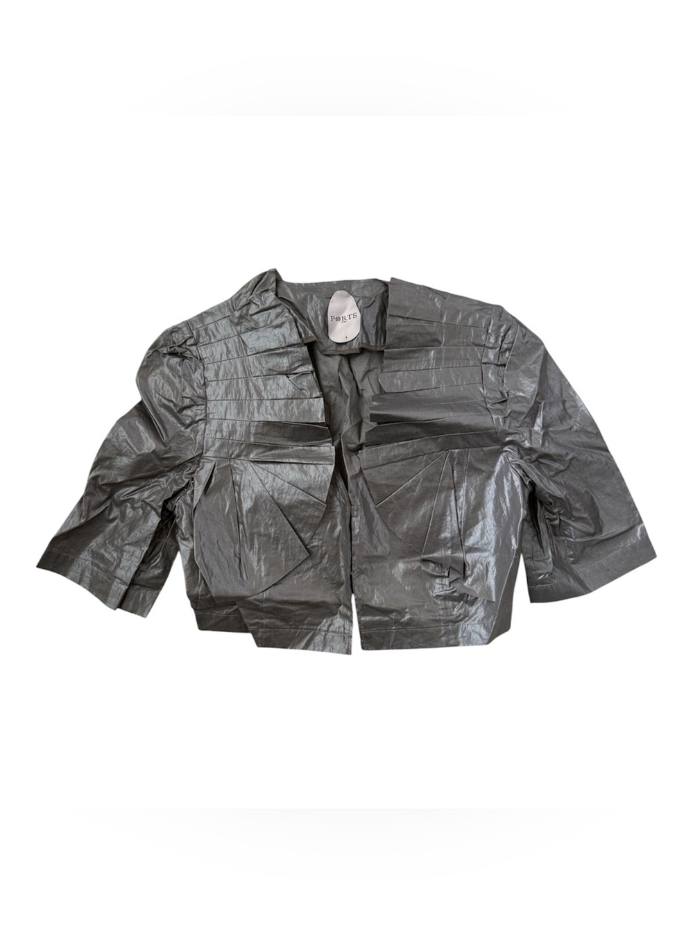 Ports 1961 Cropped Bamboo Runway Bolero Ruffle Front Jacket